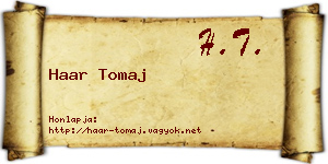 Haar Tomaj névjegykártya